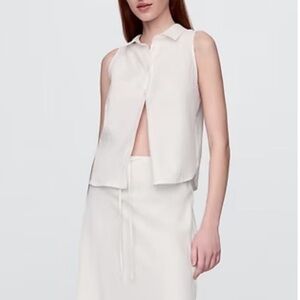 NWT GAP Linen Blend Sleeveless Button-Front Shirt, XS